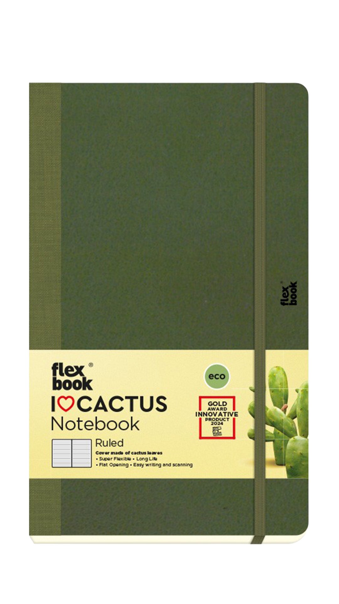 Flexbook FB122 I Love Cactus Cactus Leaves Çizgili Defter – 13 × 21 cm