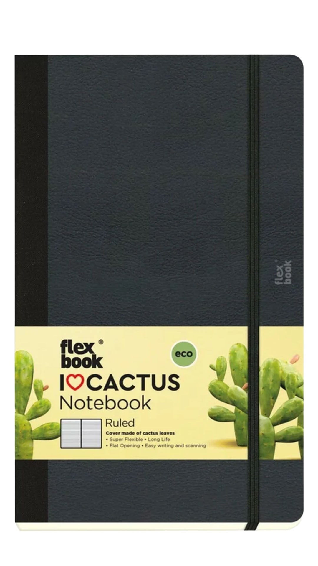 Flexbook FB127 I Love Cactus Siyah Çizgili Defter – 13 × 21 cm