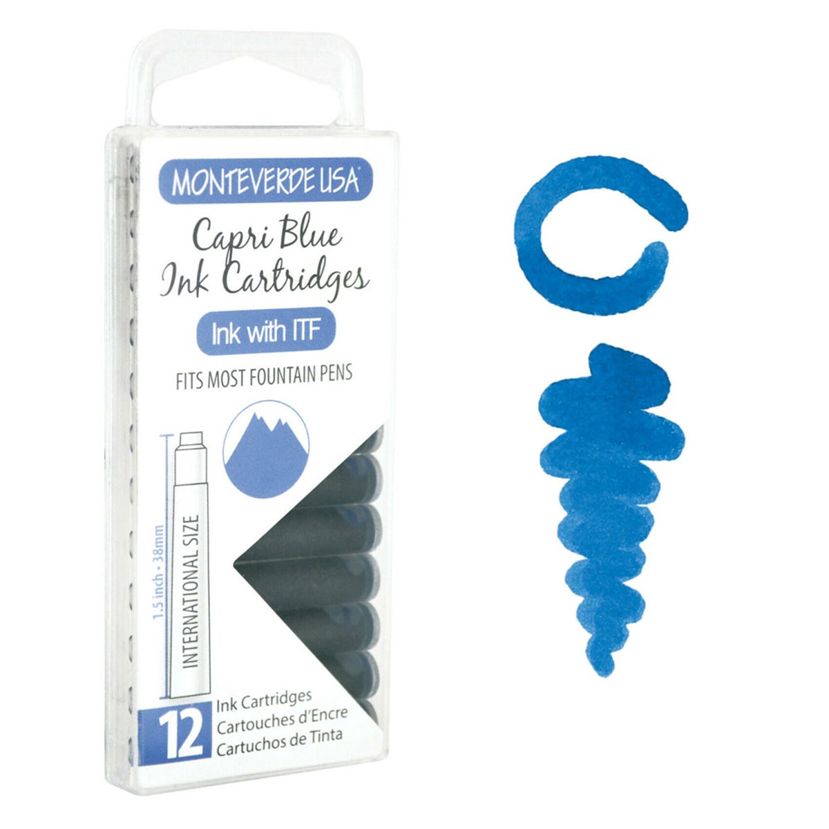 Monteverde 12'li Şeffaf Kutulu Dolma Kalem Kartuşu Capri Blue