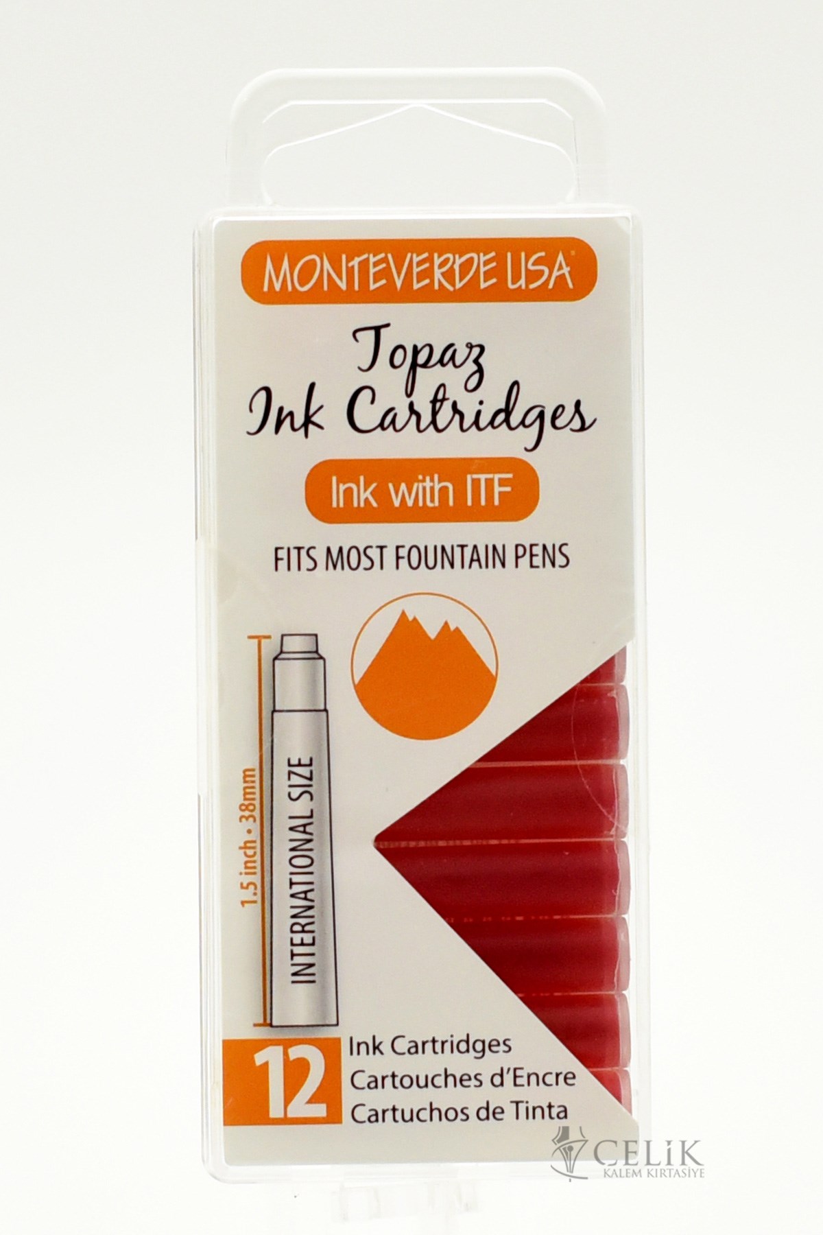 Monteverde 12'li Şeffaf Kutulu Dolma Kalem Kartuşu Topaz