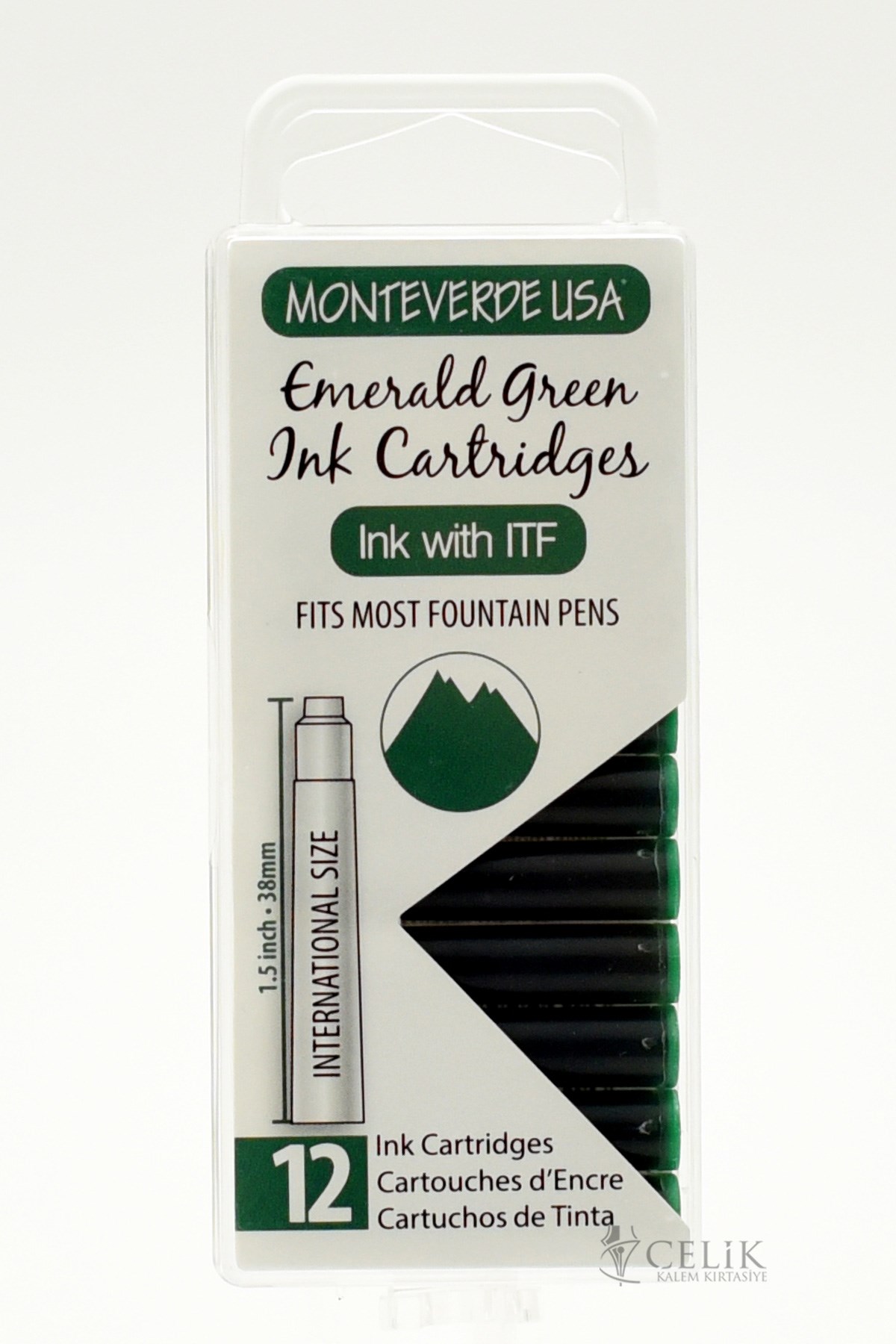 Monteverde 12'li Şeffaf Kutulu Dolma Kalem Kartuşu Emerald Green