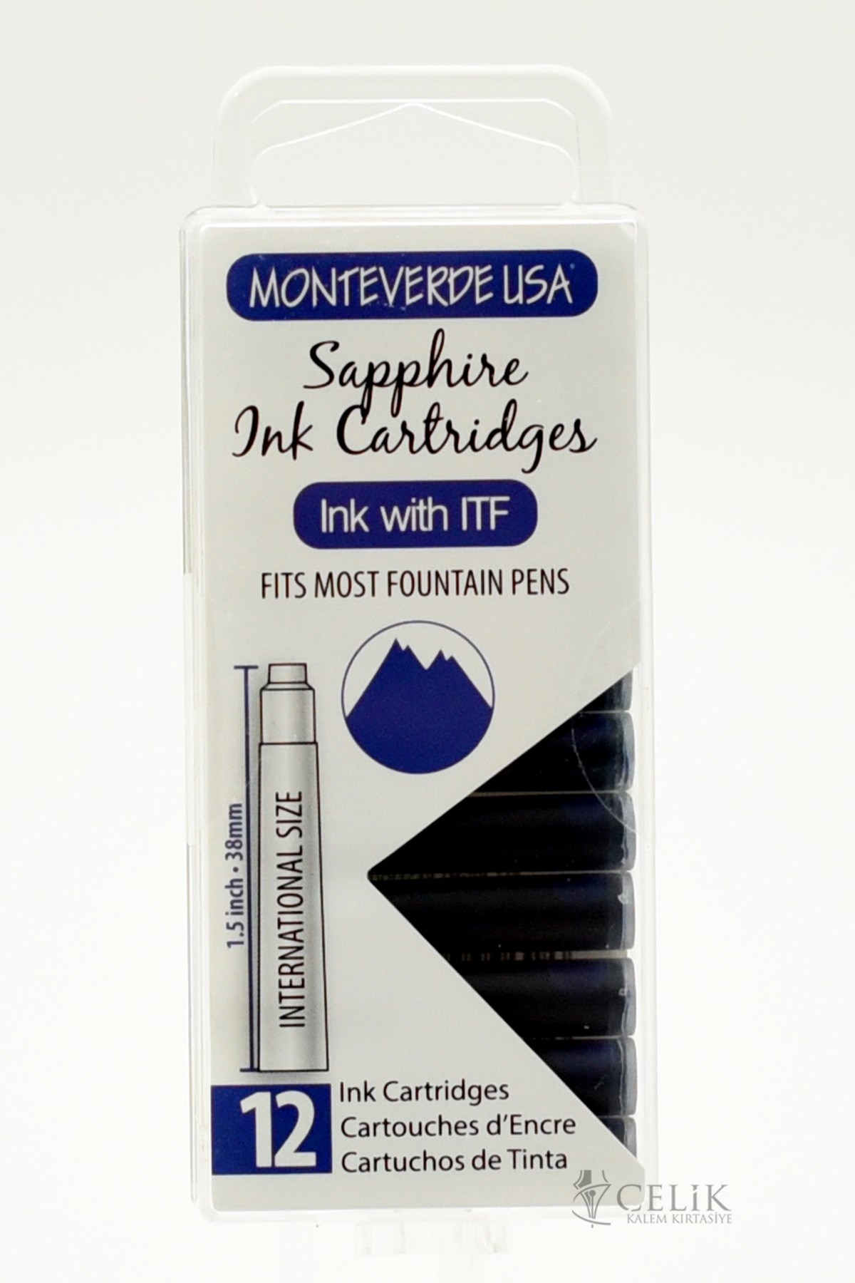 Monteverde 12'li Şeffaf Kutulu Dolma Kalem Kartuşu Sapphire