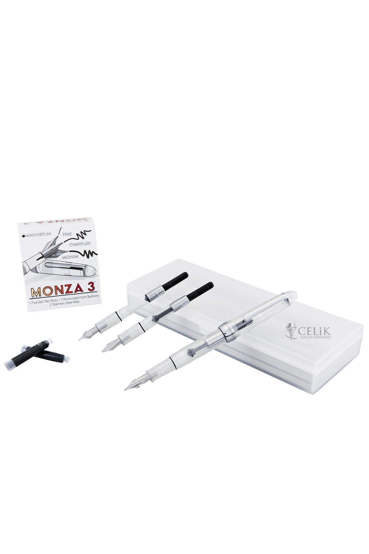 Monteverde Monza 3 Clear Dolma Kalem Set (M F Omniflex Uç )