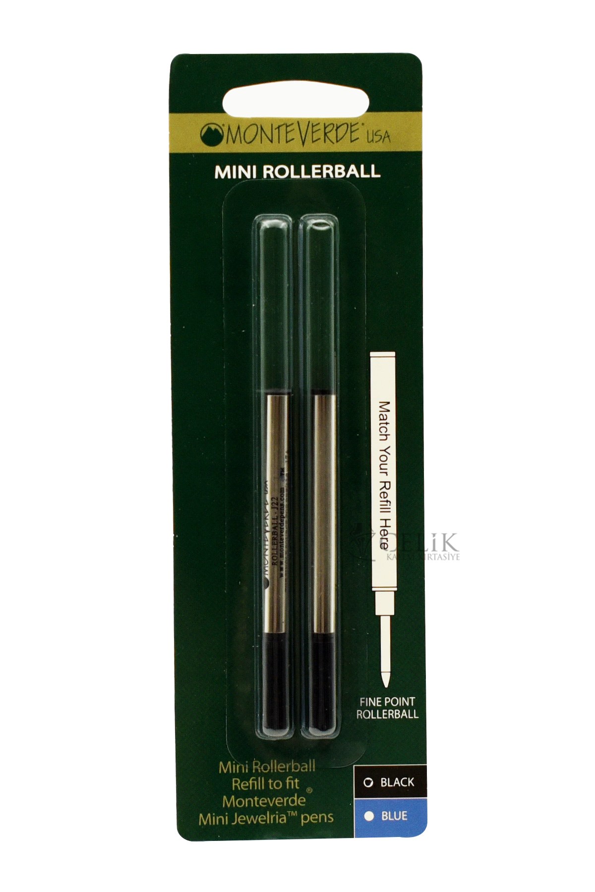 Monteverde Refil Serisi J222 Jewelria Metal Siyah Roller 2'li F Uç