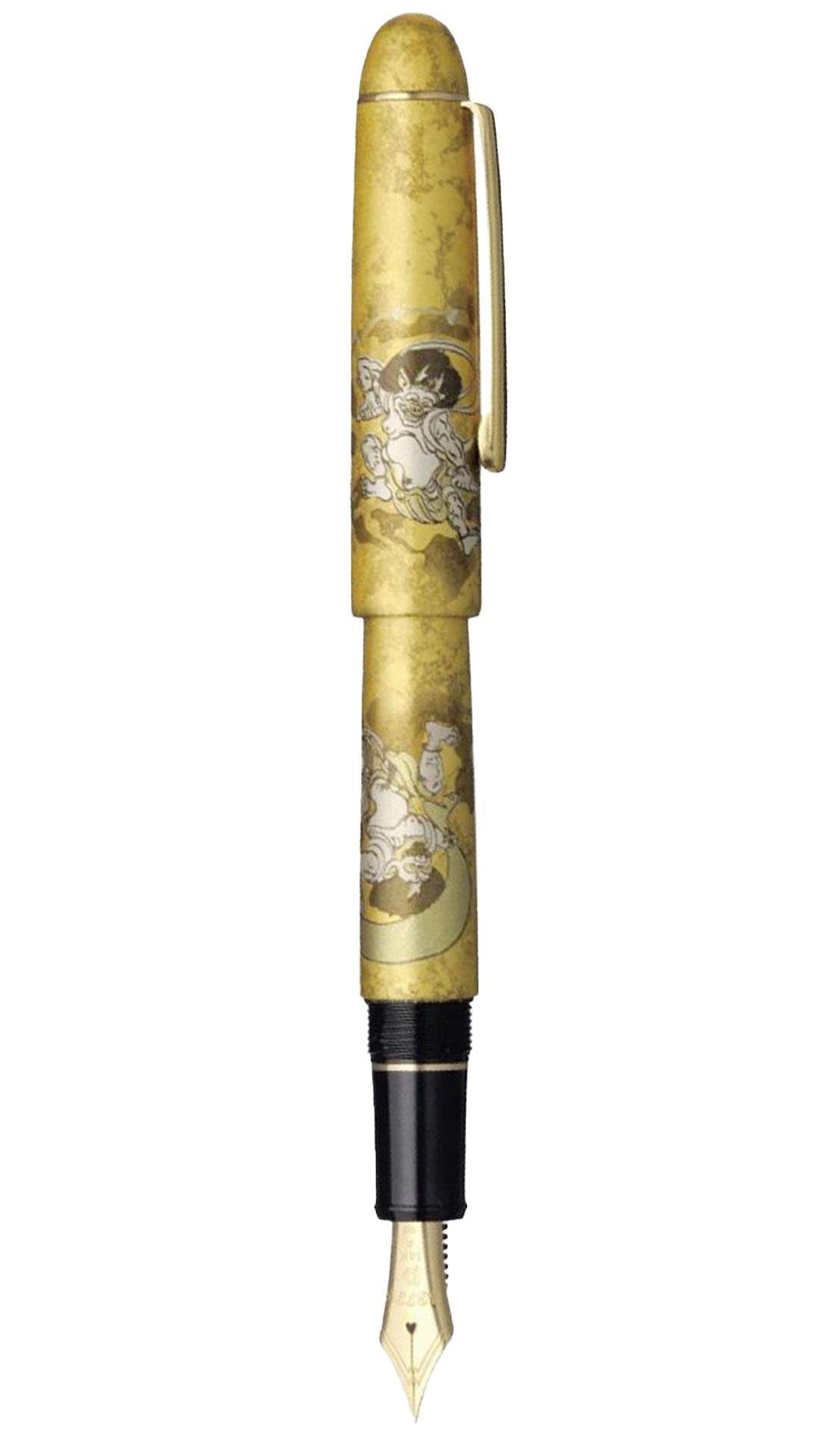 Platinum PNB 35000 SPECIAL SERIES HUMAN FIGURE GOLD PLATED MAKIE KAZANAWA FUJIN RAIJIN FOUNTAIN PEN