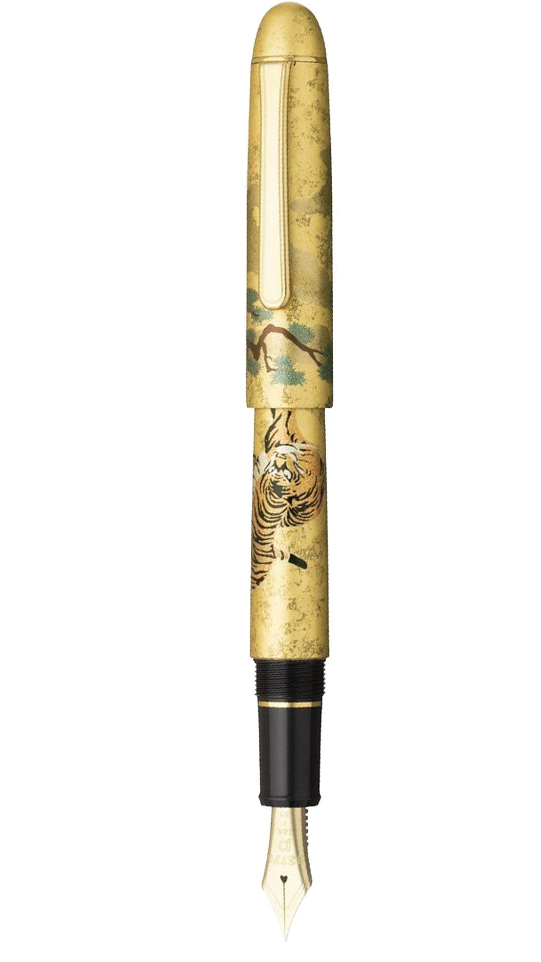 PLATINUM PNB 35000 SPECIAL SERIES TIGER FIGURE GOLD PLATED MAKIE FOUNTAIN PEN