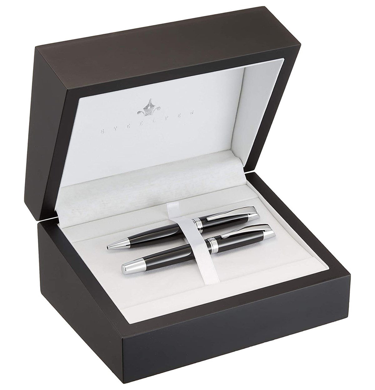 Steelpen Giza Serisi 2501 Dolma Kalem+Tükenmez Kalem Lüks Ahşap Kutulu