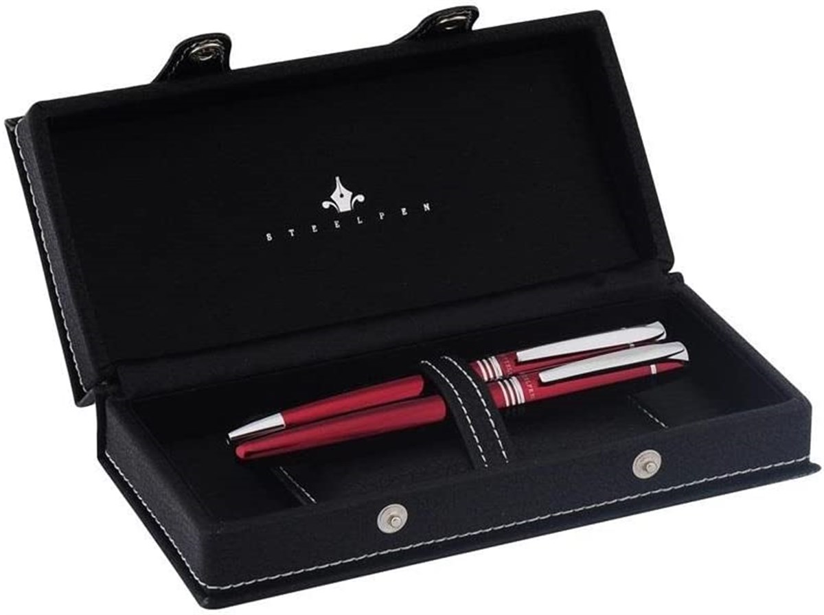 Steelpen Planet Serisi 0024DT Bordo Dolma Kalem +Tükenmez Kalem