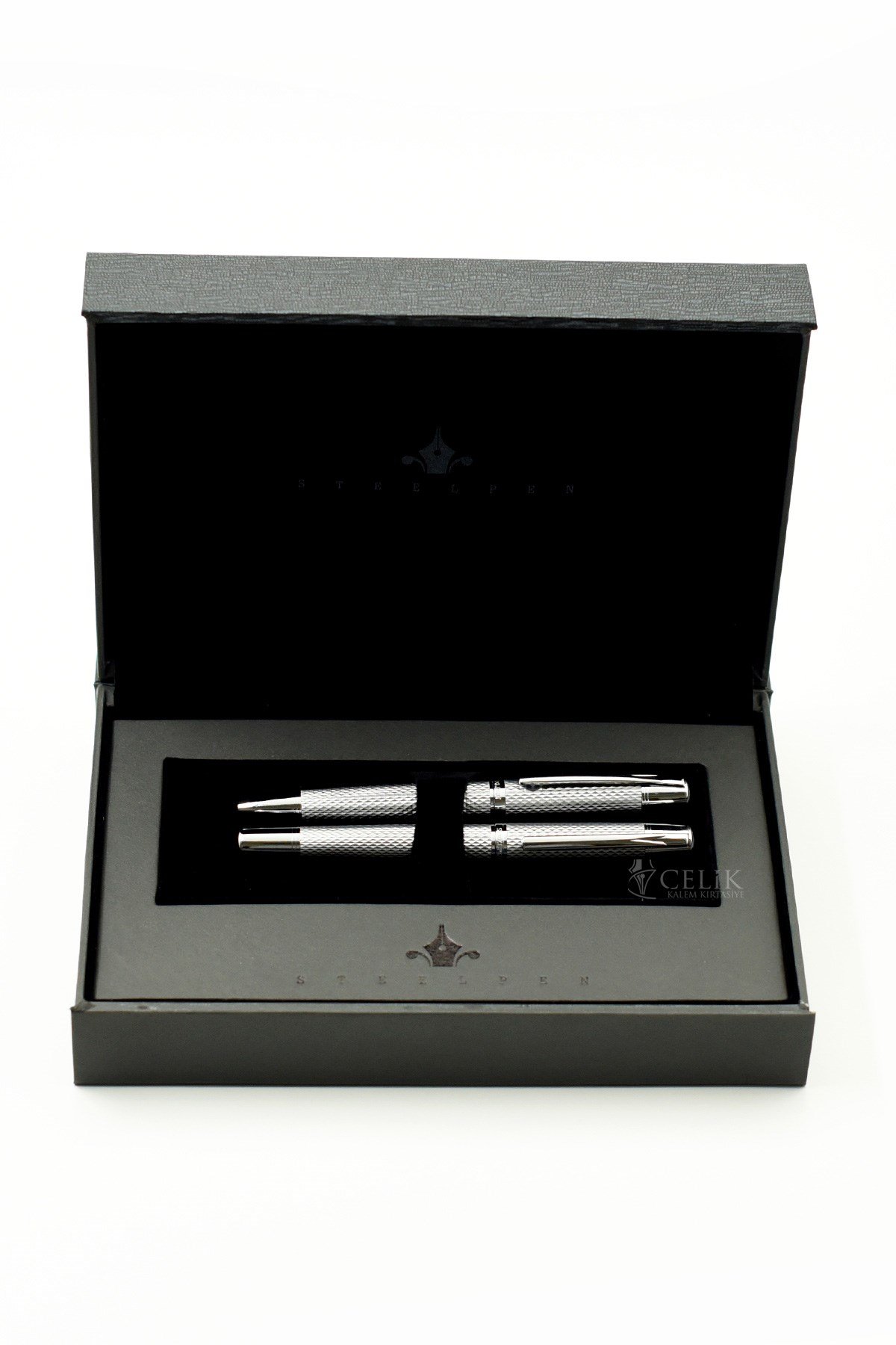 Steelpen Serra Serisi 800-21 Mercury Silver Dolma Kalem+Tükenmez Kalem Seti