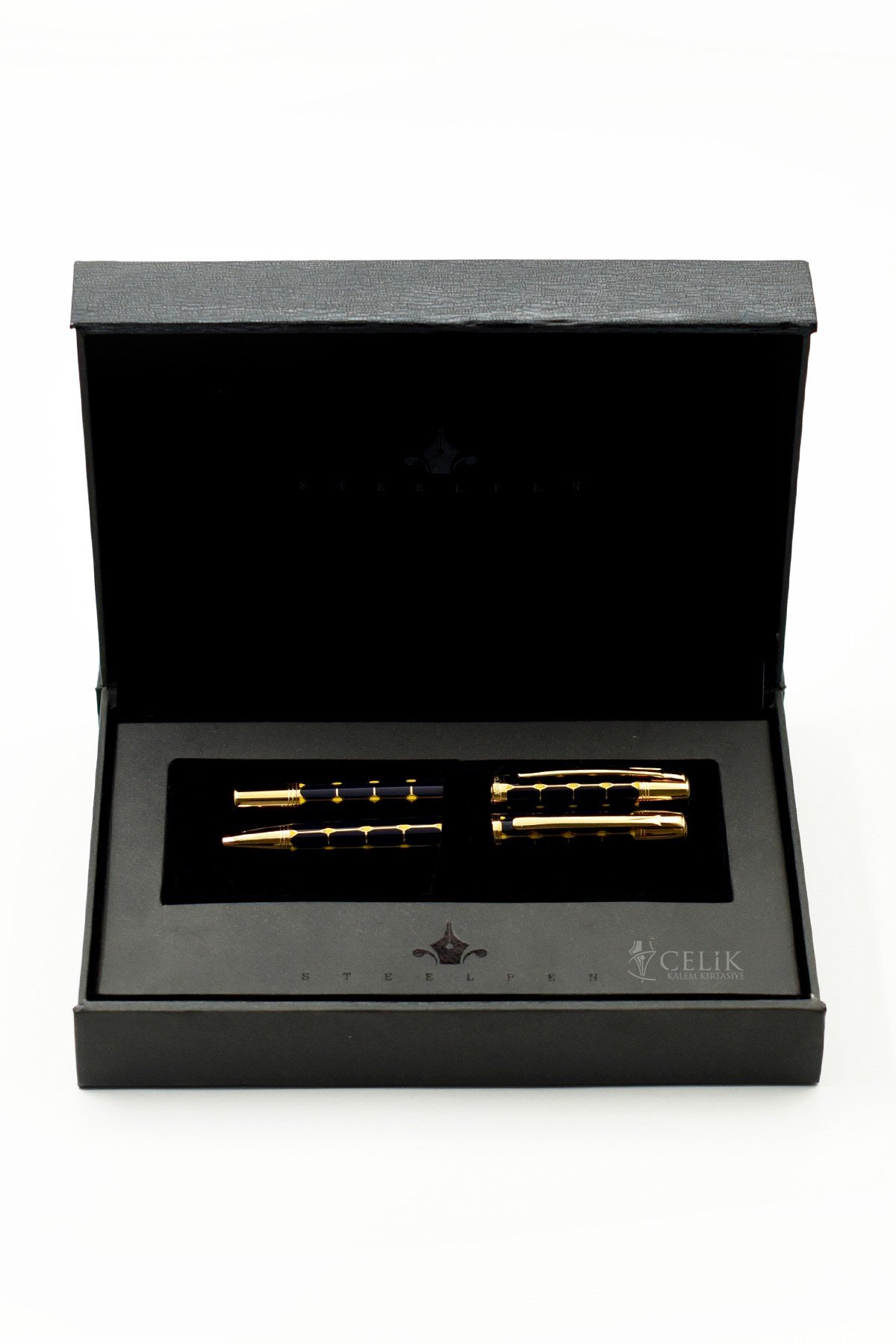 Steelpen Serra Serisi 800-43 Lacivert Gold Dolma Kalem+Tükenmez Kalem Seti