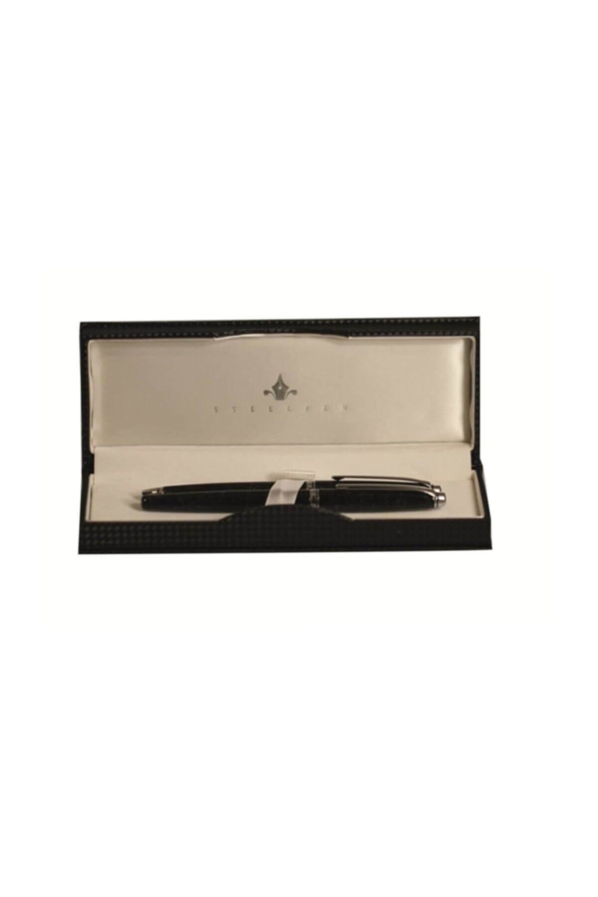Steelpen Star Serisi 661 Mermer Desenli Siyah Dolma Kalem+Tükenmez Kalem 