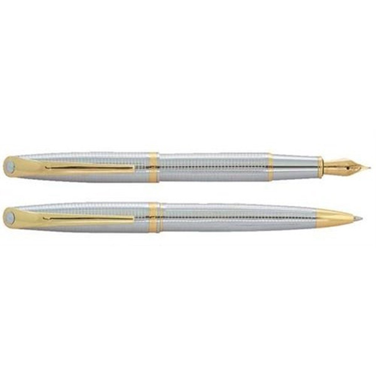 Steelpen Truva Serisi 0168DT Desenli Gold Dolma Kalem+Tükenmez Kalem