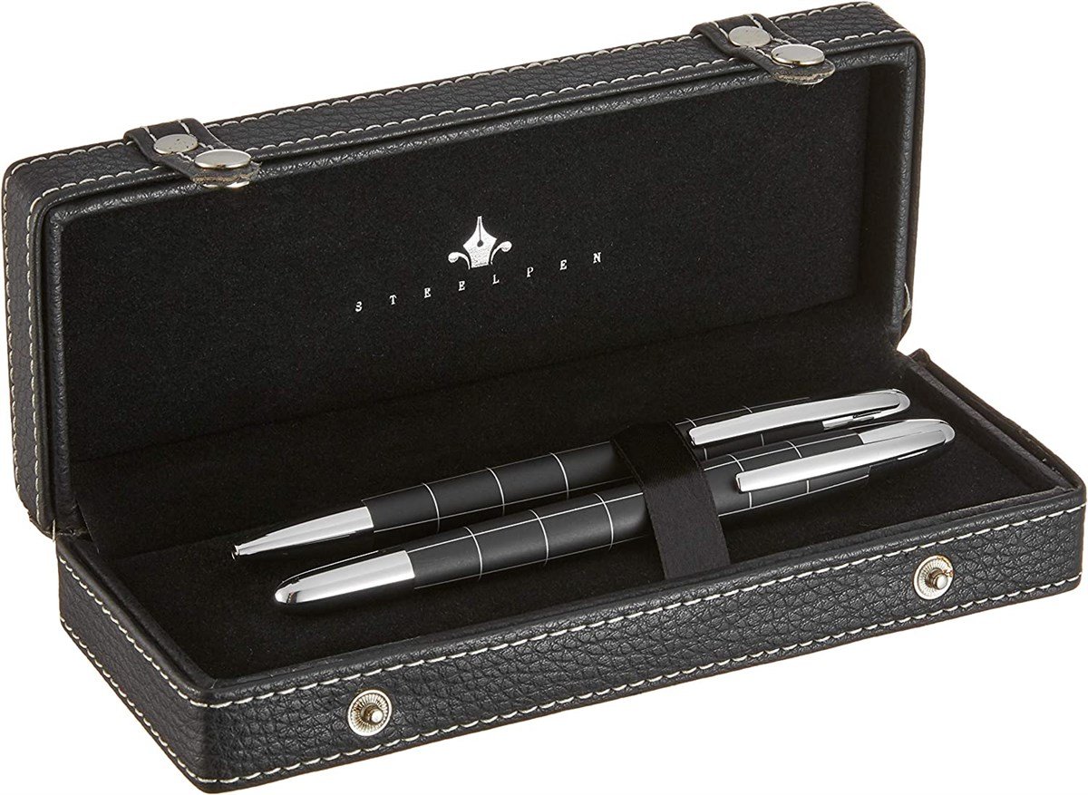 Steelpen Venüs Serisi 1711DT Siyah Dolma Kalem+Tükenmez Kalem