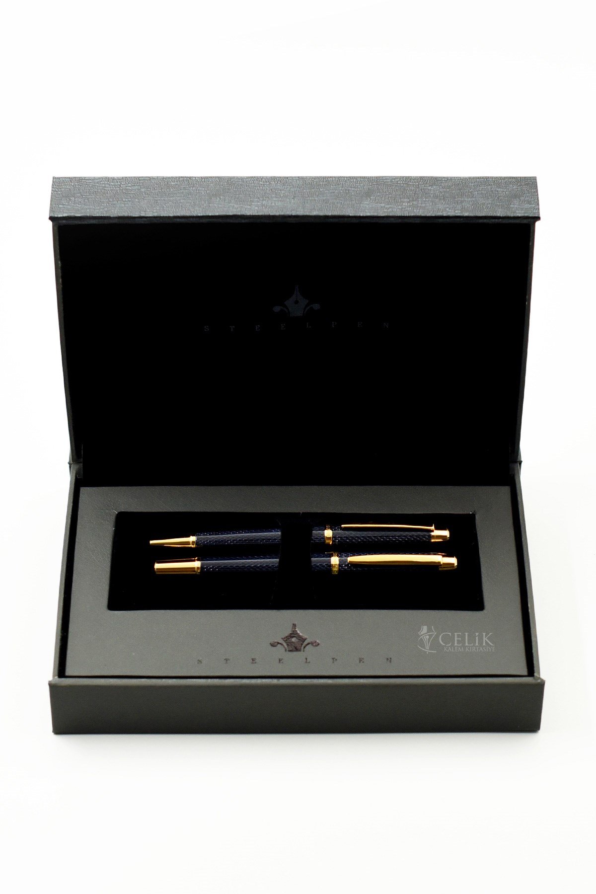 Steelpen World Serisi 2712 Siyah Lake Gold Dolma Kalem+Tükenmez Kalem Seti