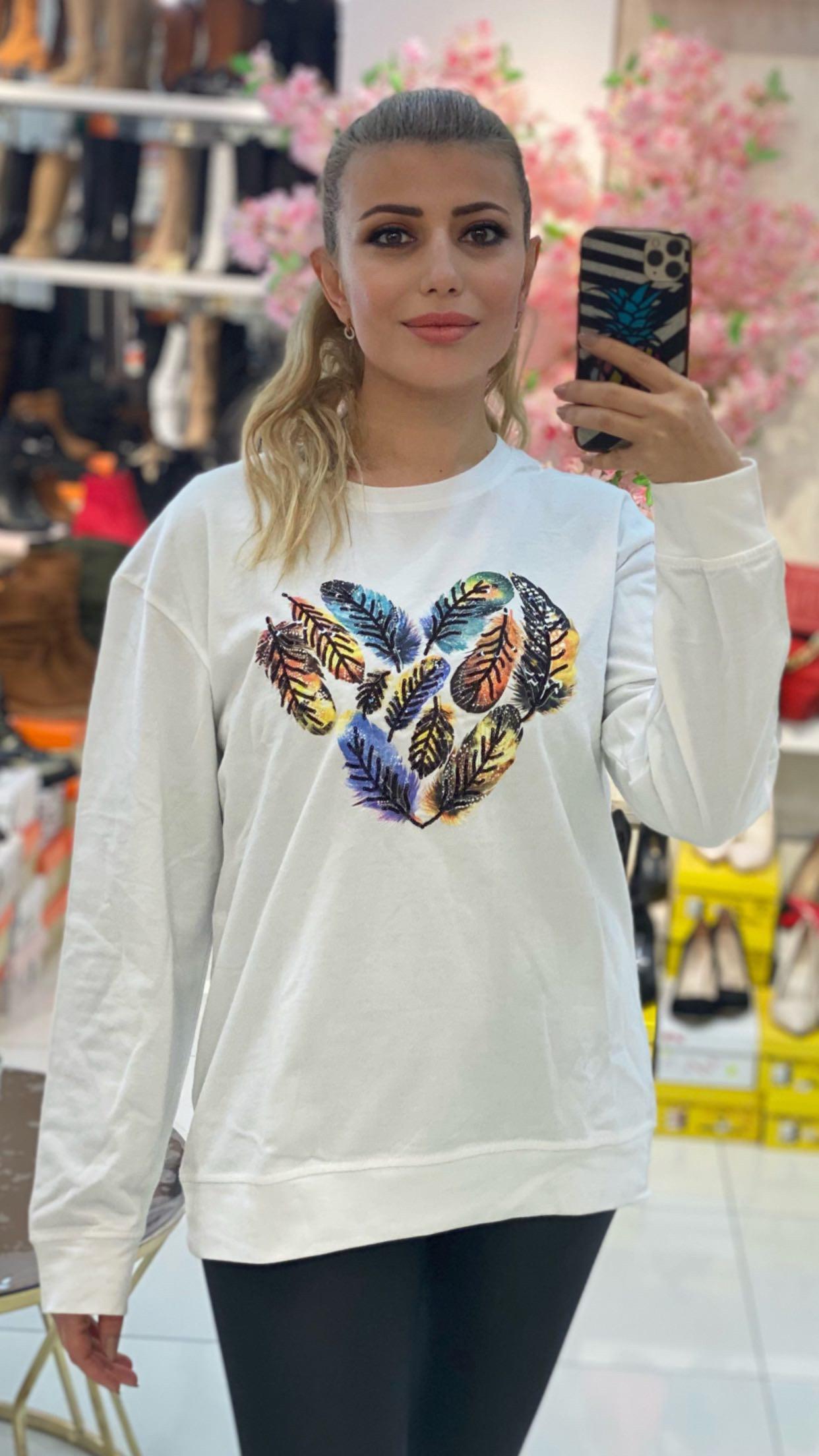  Beyaz Payeli Sweat