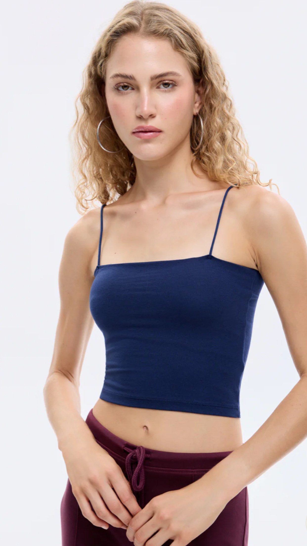 Askılı Crop Basic İçi Pedli Atlet LACİVERT