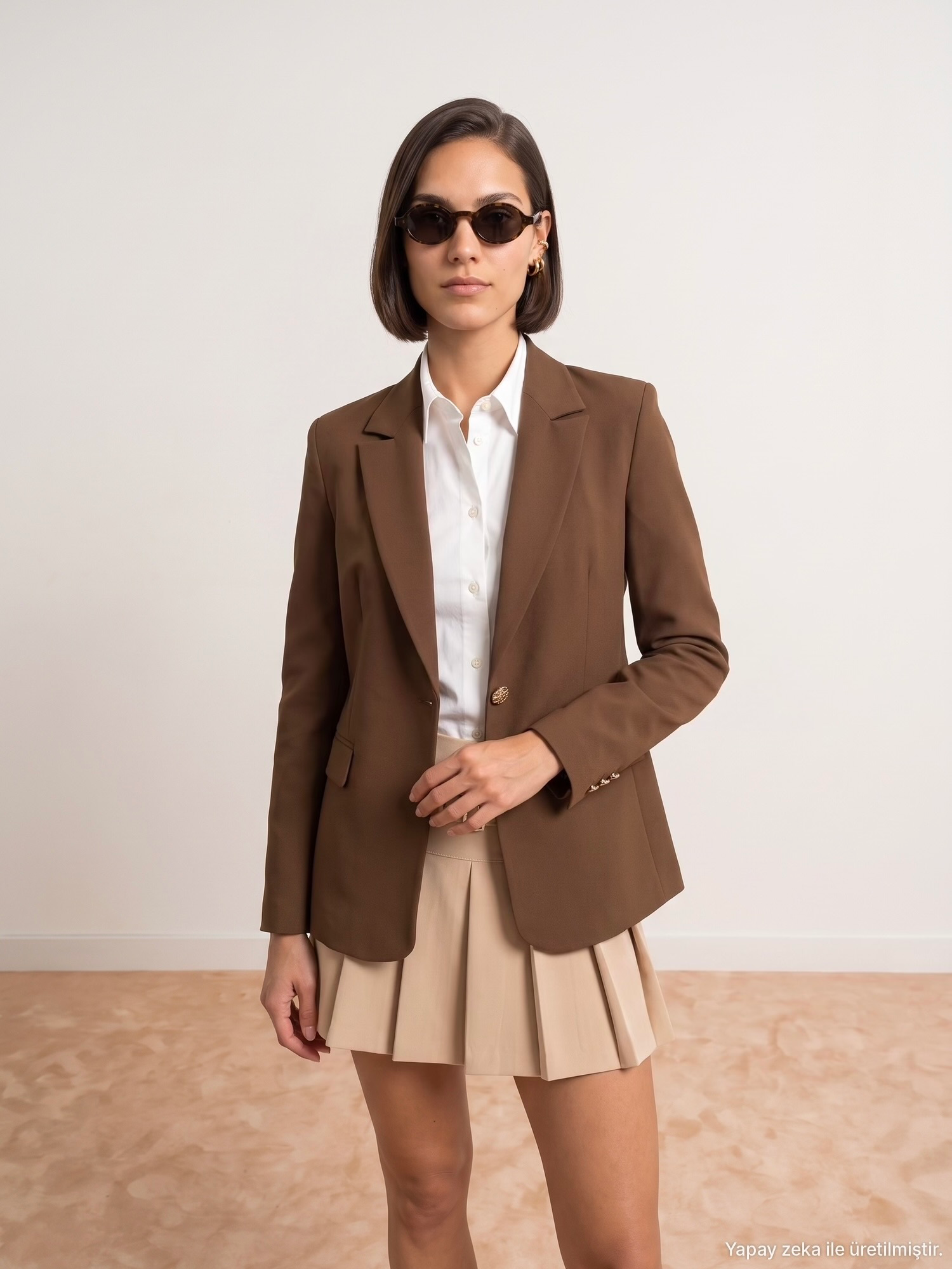 Kahve Vücuda Oturan Blazer