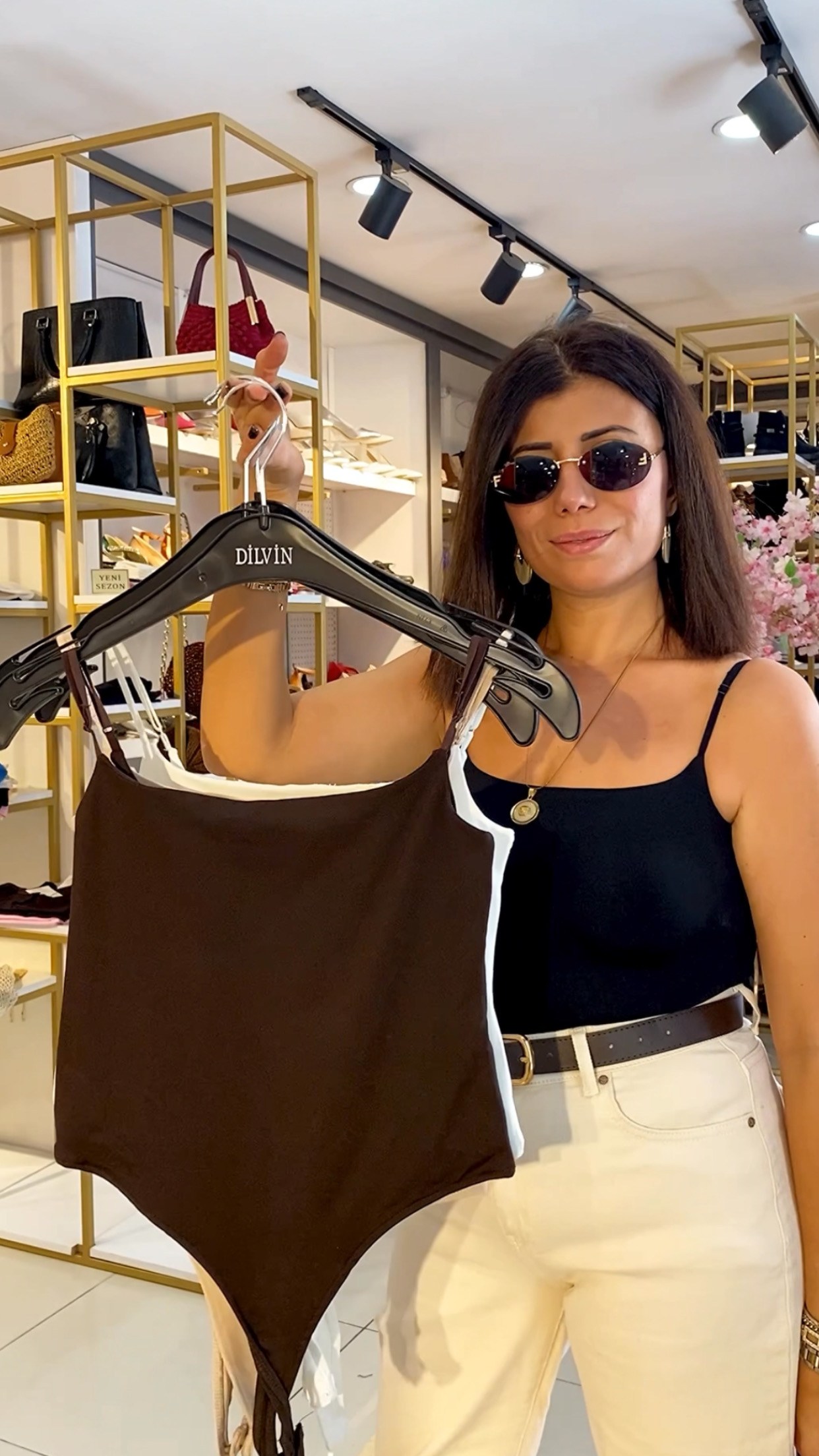 Kahverengi Askılı Bodysuit