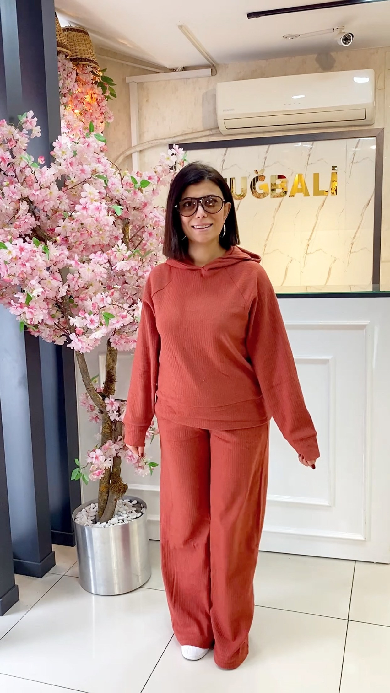 Kiremit Yumoş Kapüşonlu Reglan Kol Takım