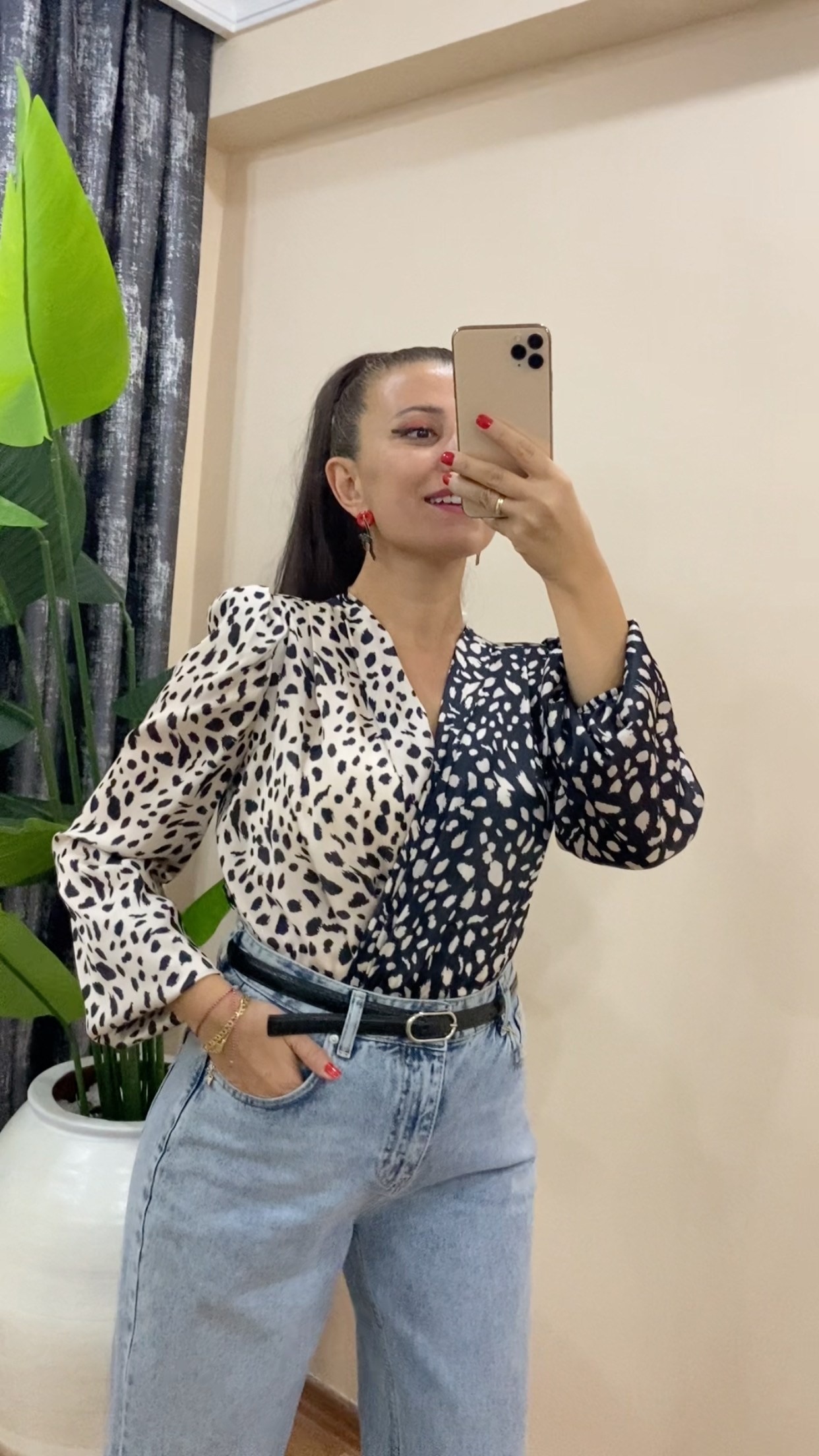 Kruvaze Desenli Bodysuit - Bej Siyah
