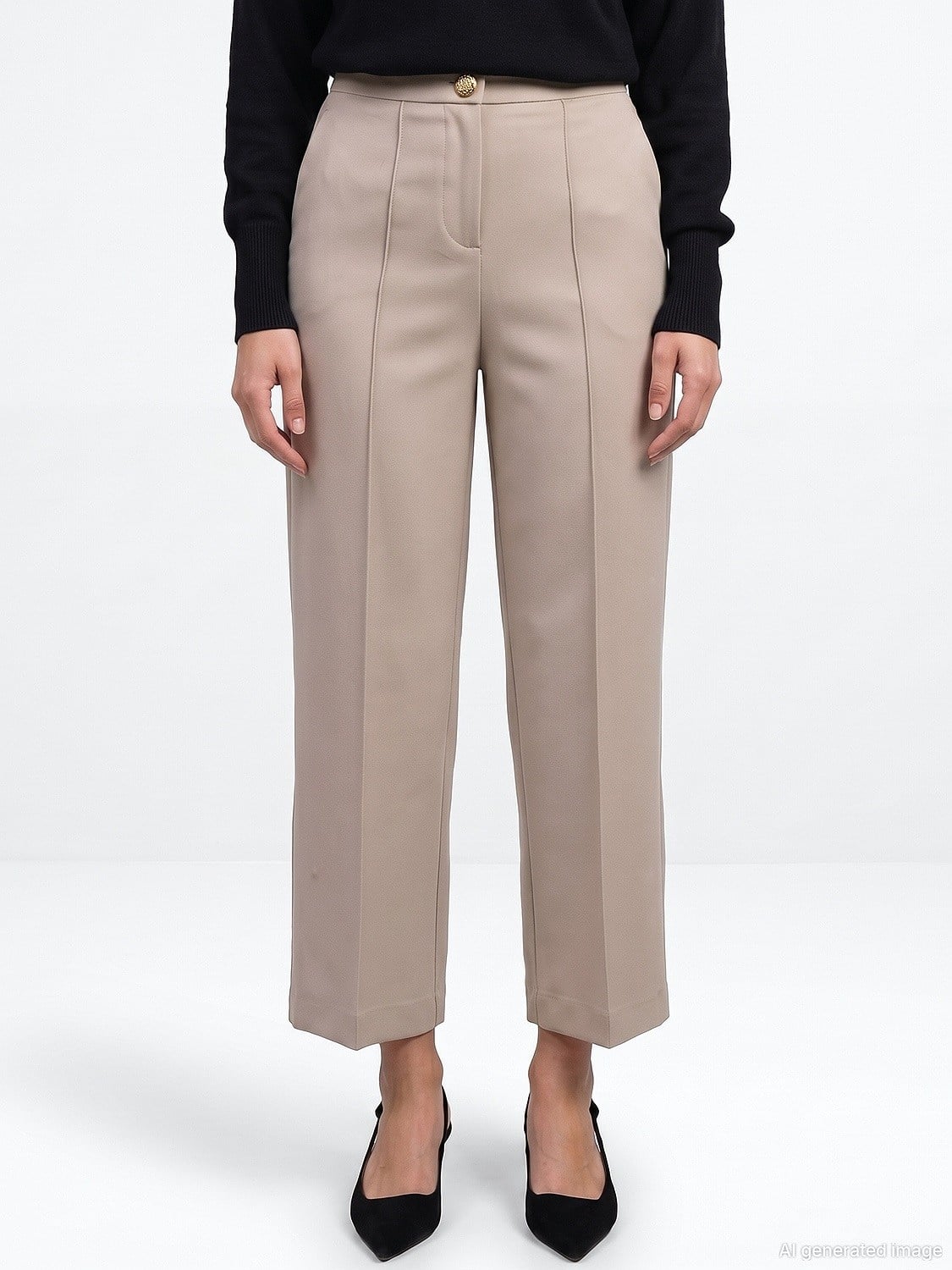Nervür Dikiş Detaylı Culotte Pantolon - BEJ