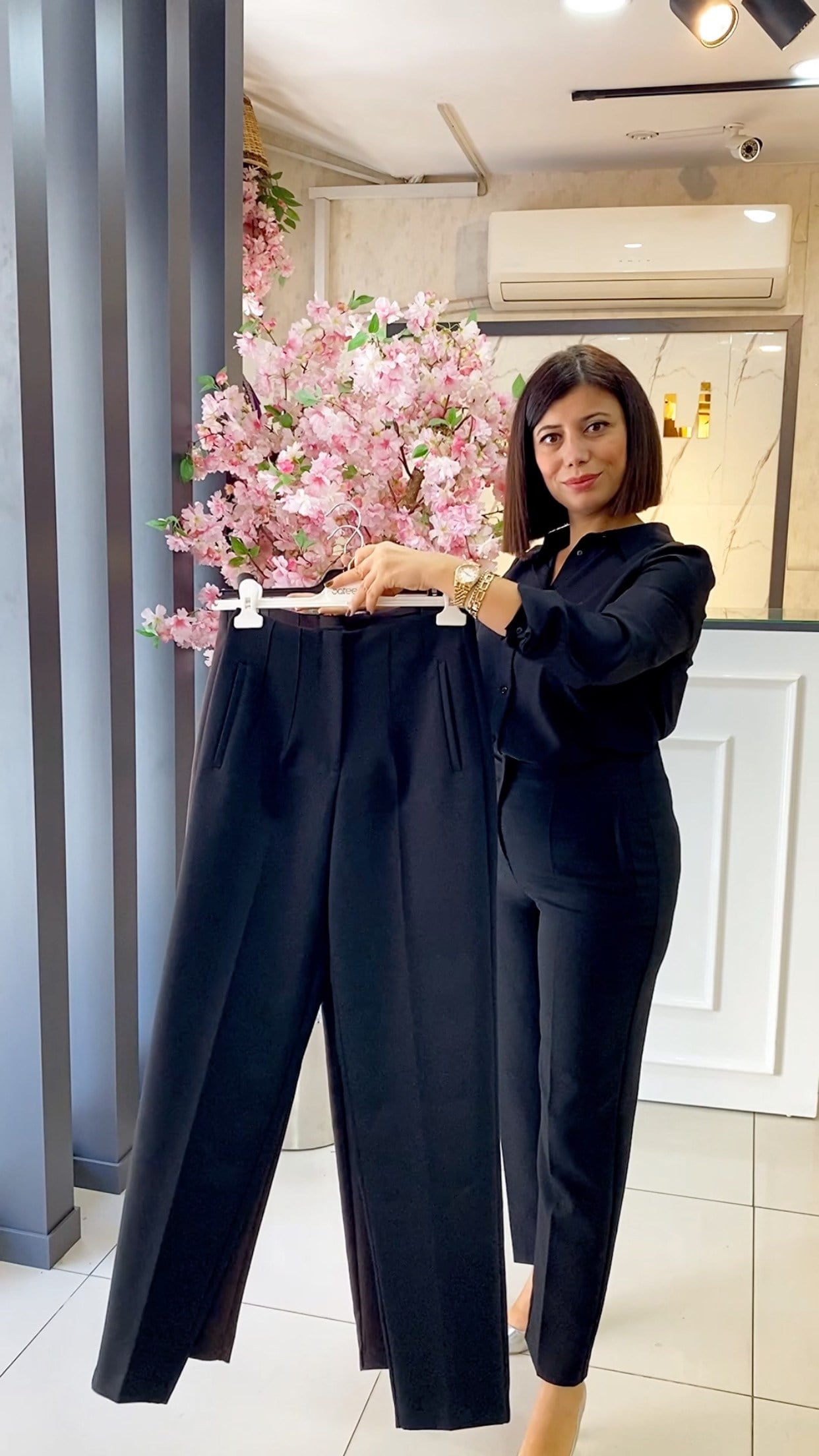 Pens Detaylı Kadın Pantolon - SİYAH