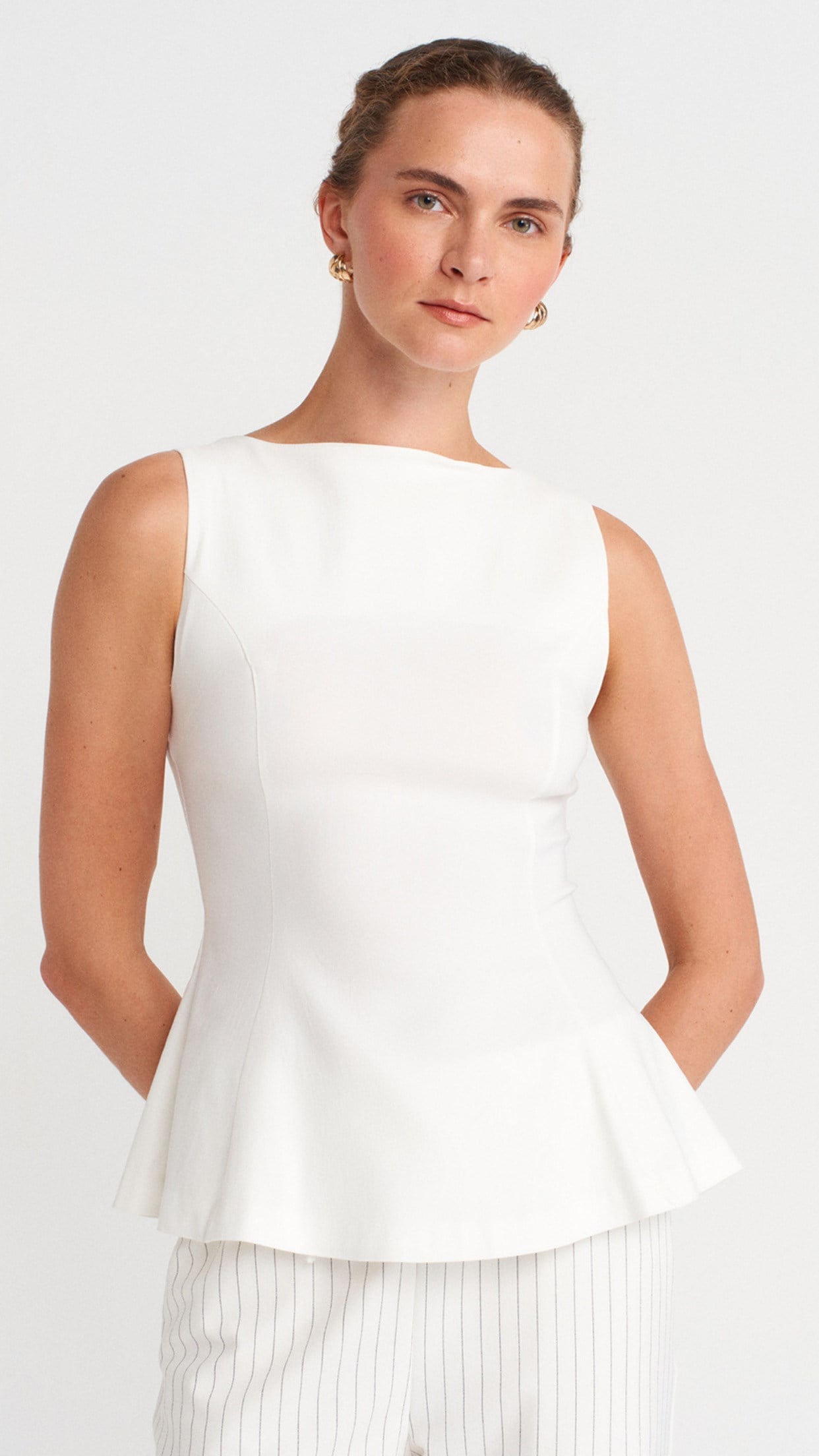 Peplum Top- EKRU