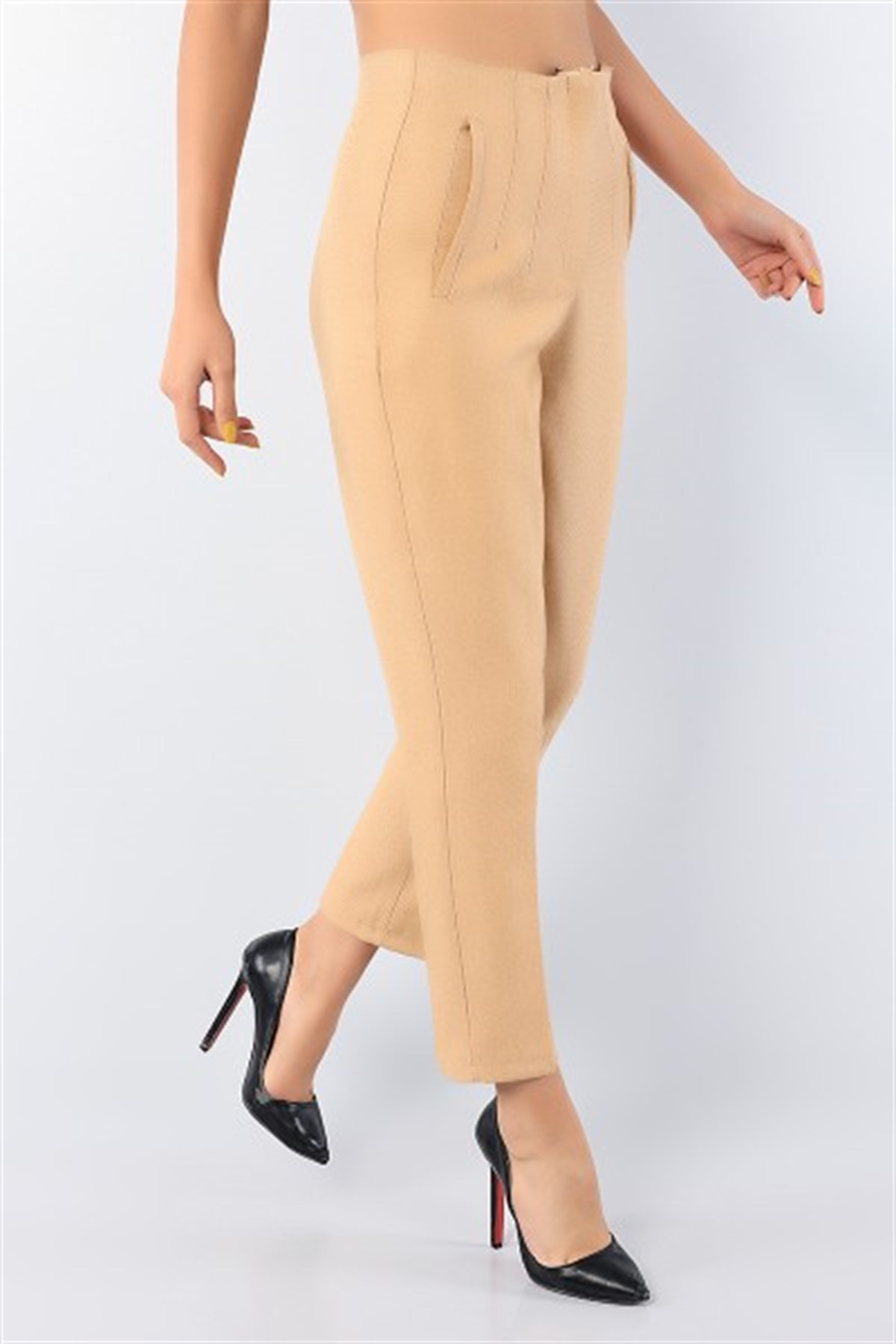 Kadın Bej Renk Zara Model Pantolon - Tuğbali