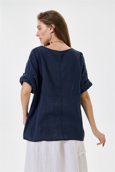 İtalyan Kolyeli Oversize Bluz 40 - 44 Beden