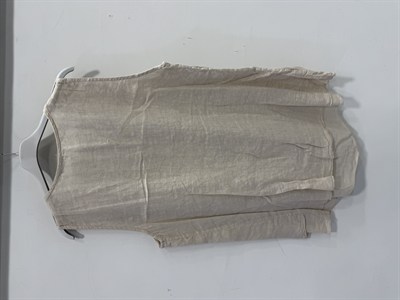 Beige İtalyan Verev Kesim Sıfır Kol Keten Keten Bluz 42 - 46 Beden