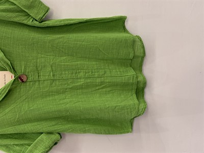 Yeşil İtalyan Açık Yaka Yarım Kol Oversize Bluz 40 - 44 Beden