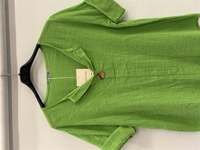 Yeşil İtalyan Açık Yaka Yarım Kol Oversize Bluz 40 - 44 Beden