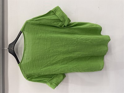 Yeşil İtalyan Açık Yaka Yarım Kol Oversize Bluz 40 - 44 Beden