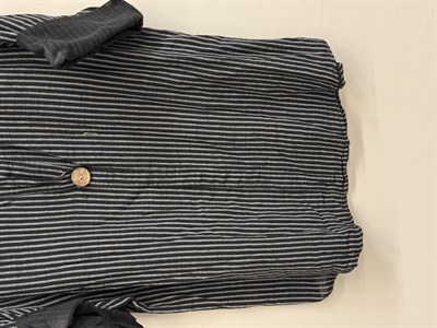 Siyah Kadın İtalyan Çizgi Desenli Yarım Kol Açık Yaka Oversize Bluz 40 - 44 Beden