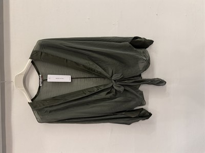 Haki Kadın İtalyan Önü Bağlamalı Yarasa Kol İpek Bolero Bluz 38 - 42 Beden