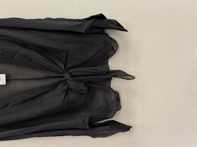 Antrasit Kadın İtalyan Önü Bağlamalı Yarasa Kol İpek Bolero Bluz 38 - 42 Beden