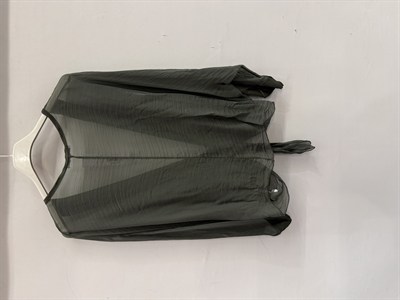 Haki Kadın İtalyan Önü Bağlamalı Yarasa Kol İpek Bolero Bluz 38 - 42 Beden