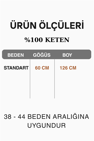 İtalyan %100 Keten Degaje Yaka Katlanır Uzun Kollu Uzun Keten Elbise 38 - 44 Beden