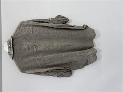 Fango Kadın İtalyan Yakası ve Cebi Pul İşlemeli Oversize Keten Gömlek 40 - 46 Beden