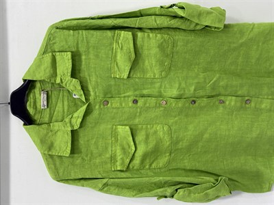 Wasabi Kadın İtalyan Katlanır Uzun Kollu Oversize Uzun Keten Gömlek 40 - 44 Beden