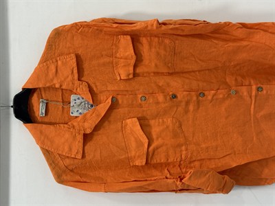 Arancio Kadın İtalyan Katlanır Uzun Kollu Oversize Uzun Keten Gömlek 40 - 44 Beden