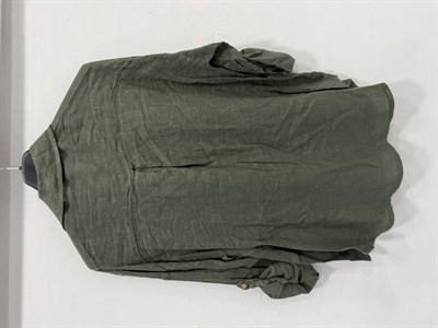 Kaky Kadın İtalyan Katlanır Uzun Kollu Oversize Uzun Keten Gömlek 40 - 44 Beden