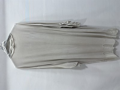 Bej Kadın İtalyan İpek Tüllü Katlanır Kollu Uzun Kaftan