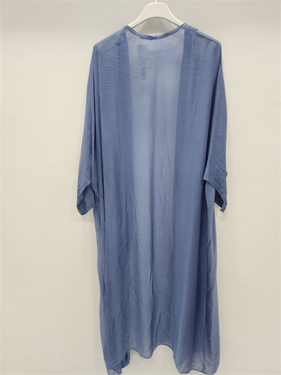 Kadın Mavi İtalyan Uzun İpek Kaftan