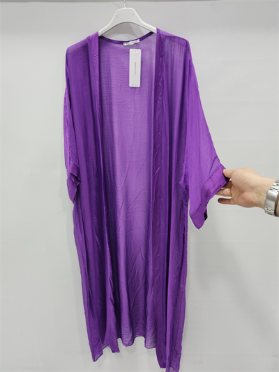 Kadın Mor İtalyan Uzun İpek Kaftan