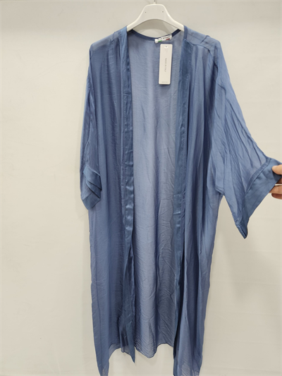 Kadın Mavi İtalyan Uzun İpek Kaftan