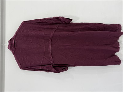 İndian Red Kadın İtalyan Pis Kesim Katlanır Kollu Cepli Oversize Uzun Keten Kaftan 40 - 48 Beden