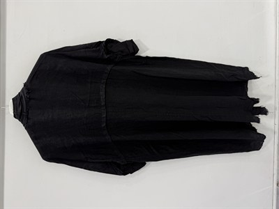 Black Kadın İtalyan Pis Kesim Katlanır Kollu Cepli Oversize Uzun Keten Kaftan 40 - 48 Beden