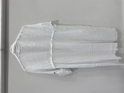 White Kadın İtalyan Pis Kesim Katlanır Kollu Cepli Oversize Uzun Keten Kaftan 40 - 48 Beden