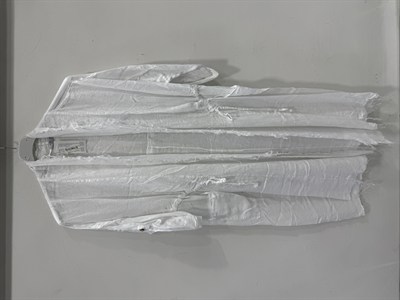 White Kadın İtalyan Pis Kesim Katlanır Kollu Cepli Oversize Uzun Keten Kaftan 40 - 48 Beden